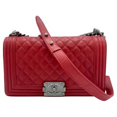 Chanel Quilted Lambskin Boy Flap Bag Red 