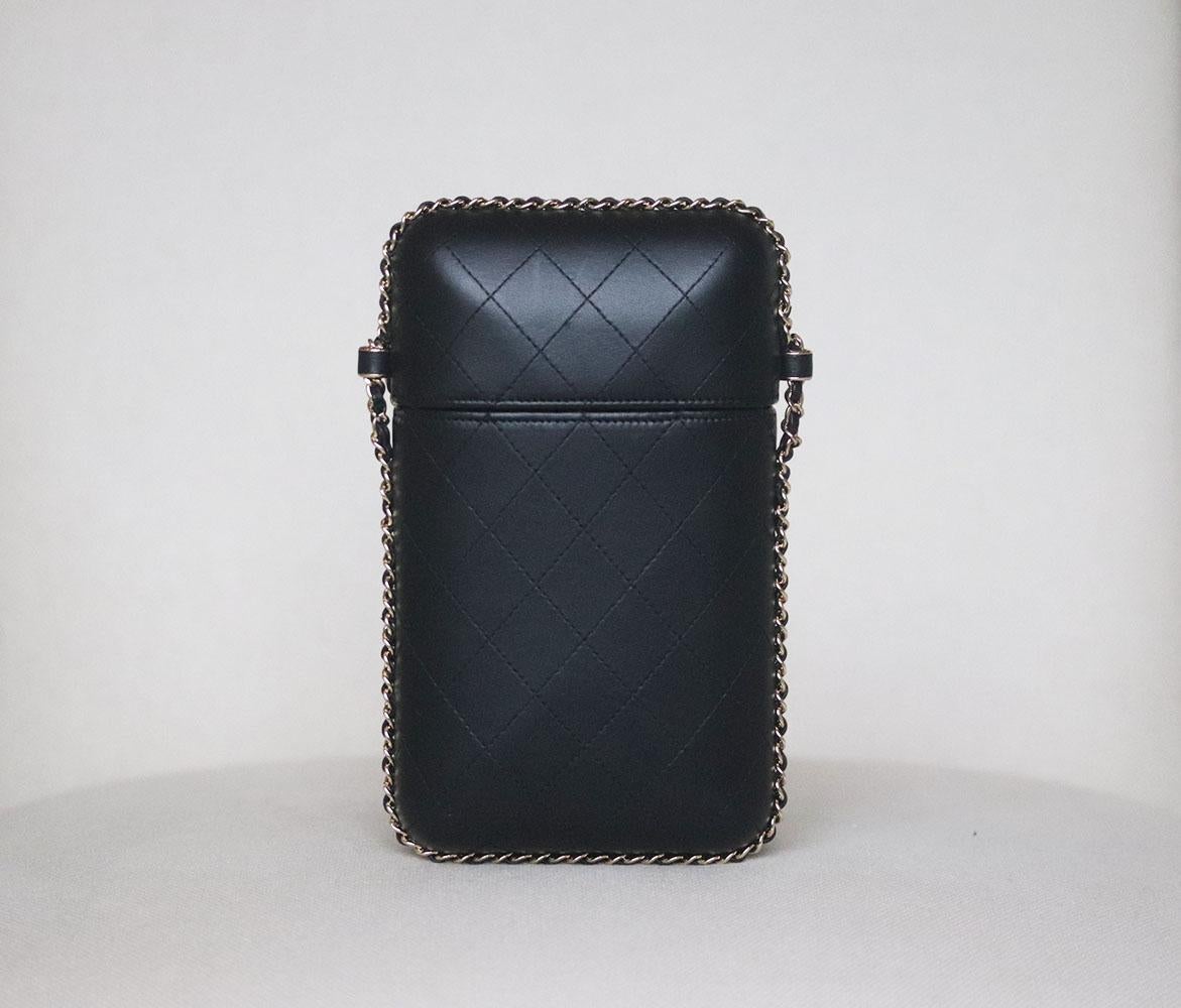Chanel Quilted Lambskin Chain Around Phone Holder Bag In Excellent Condition In London, GB
