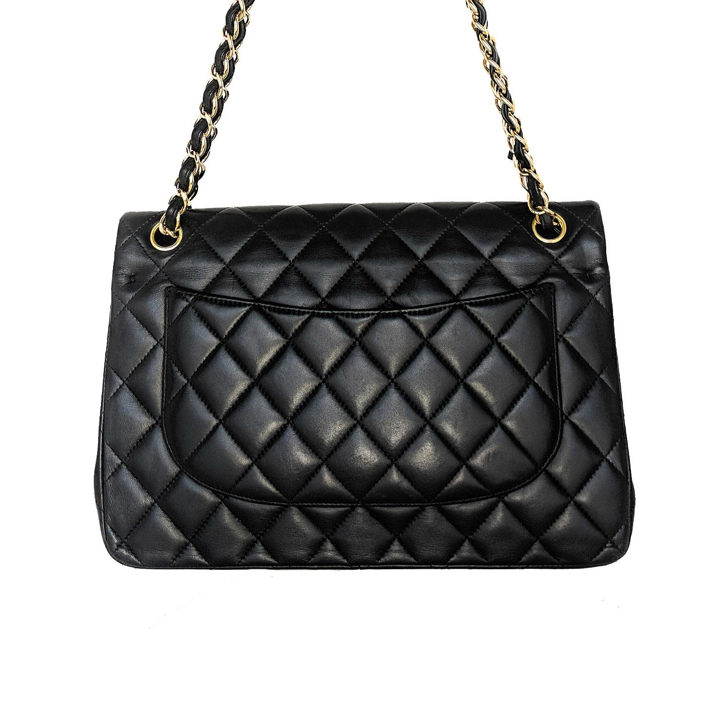 Black Chanel Quilted Lambskin Classic Double Jumbo Flap