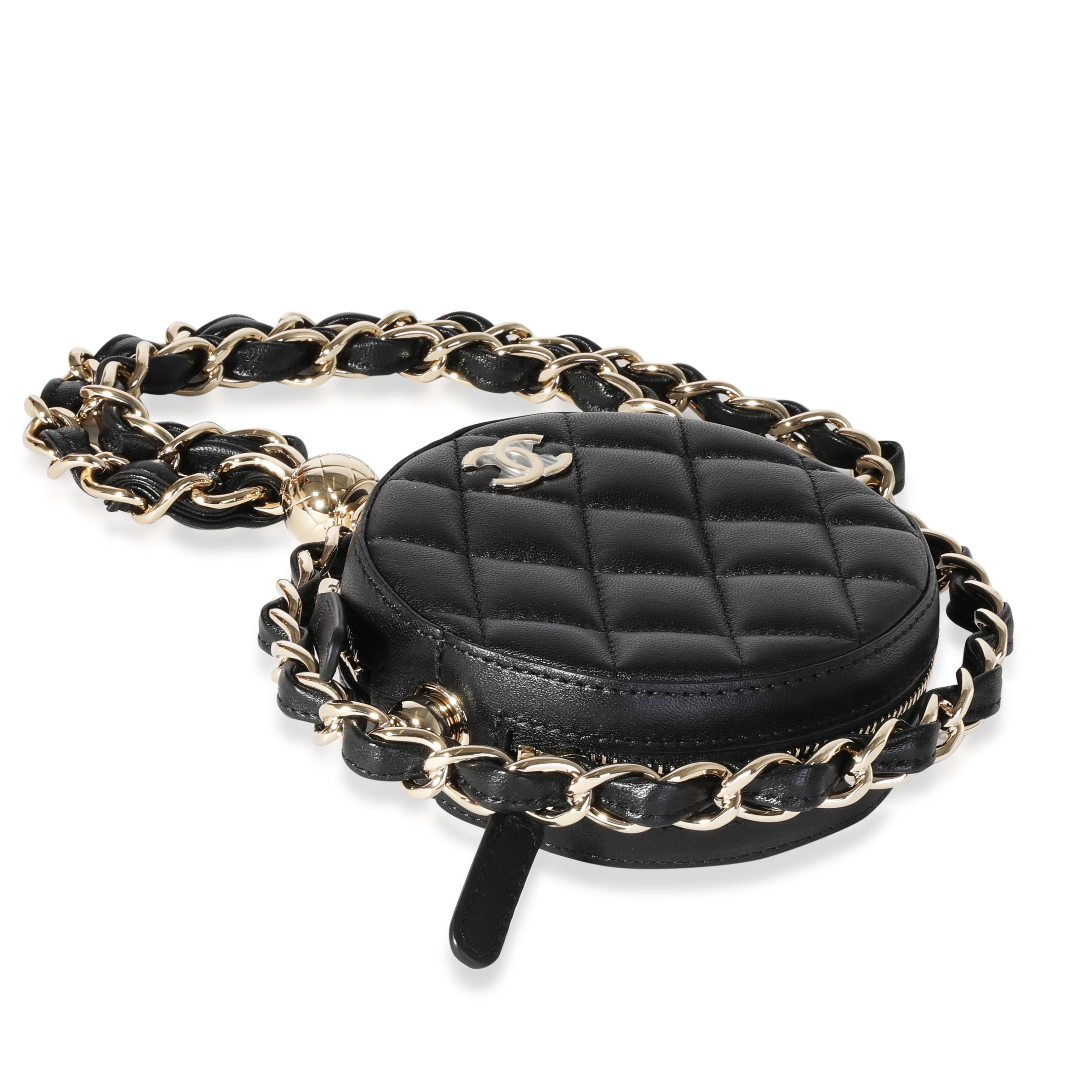Black Chanel Quilted Lambskin Clutch with Chain