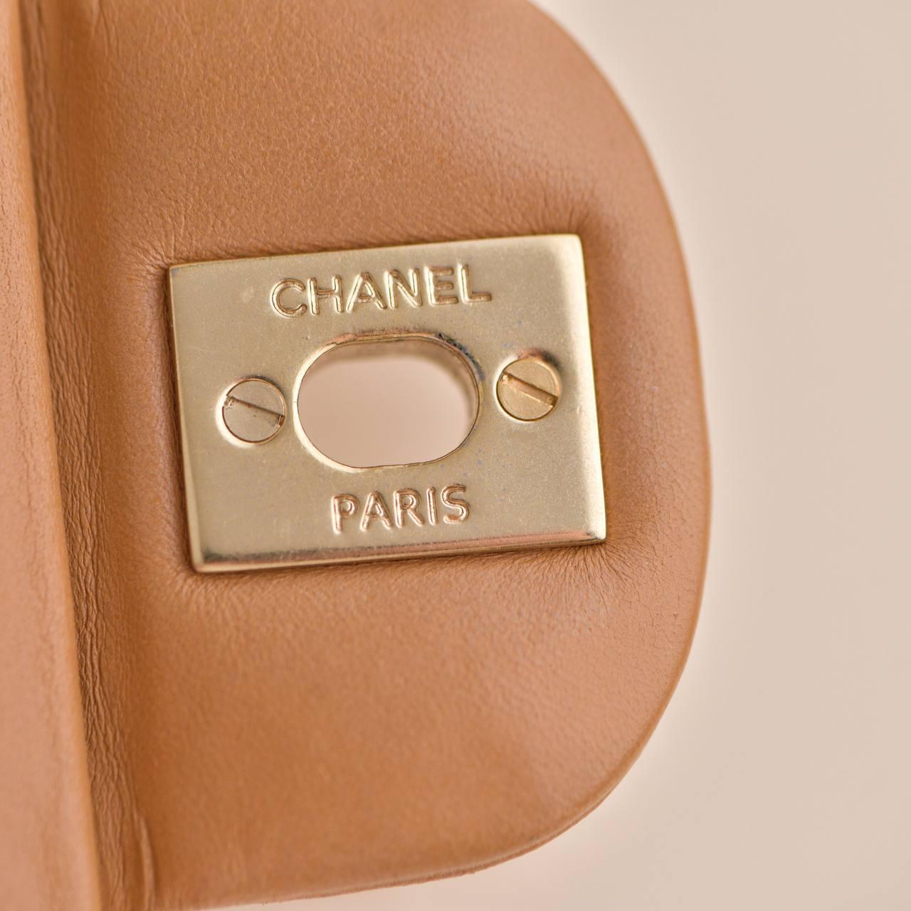 Chanel Quilted Lambskin Dark Beige Classic Double Flap Medium Handbag For Sale 9
