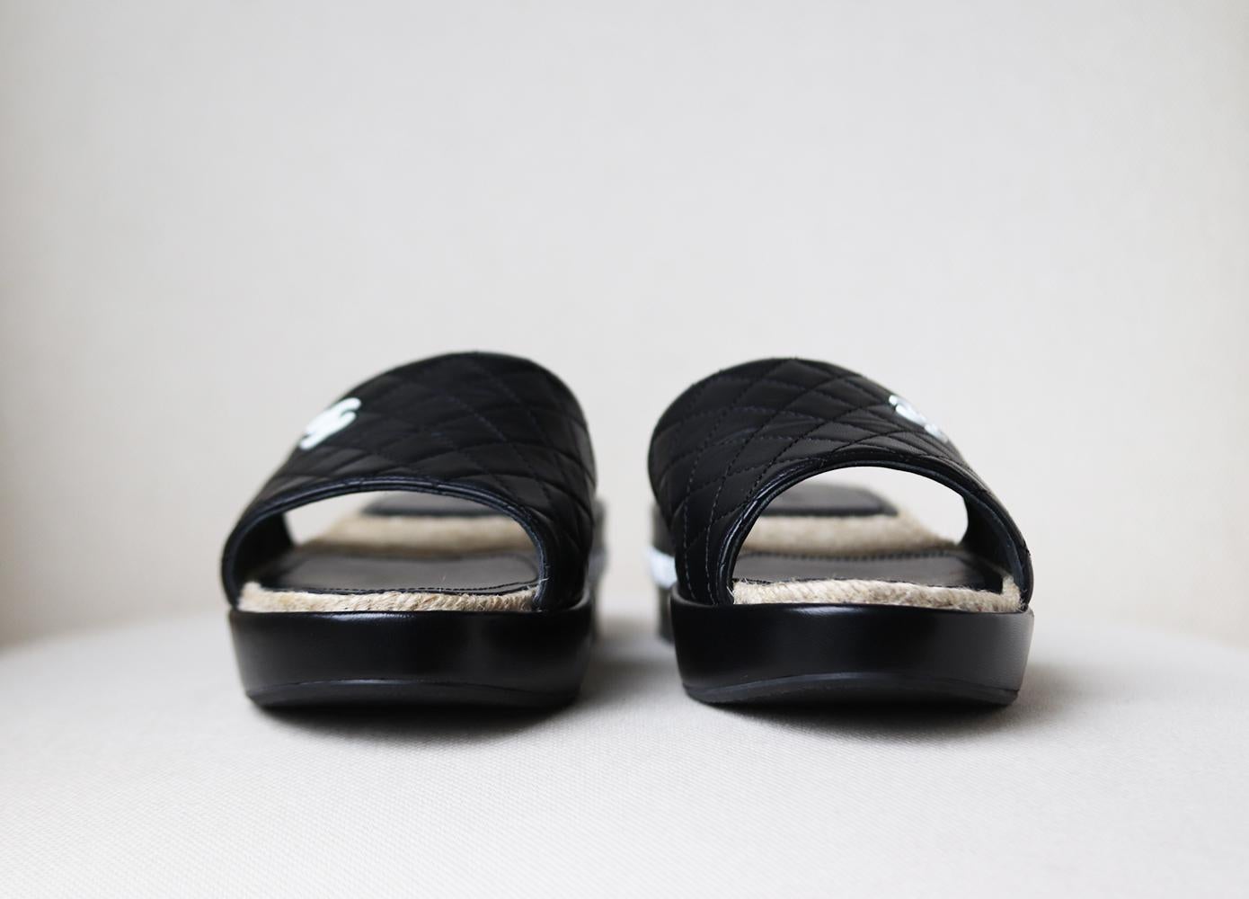 chanel quilted slides