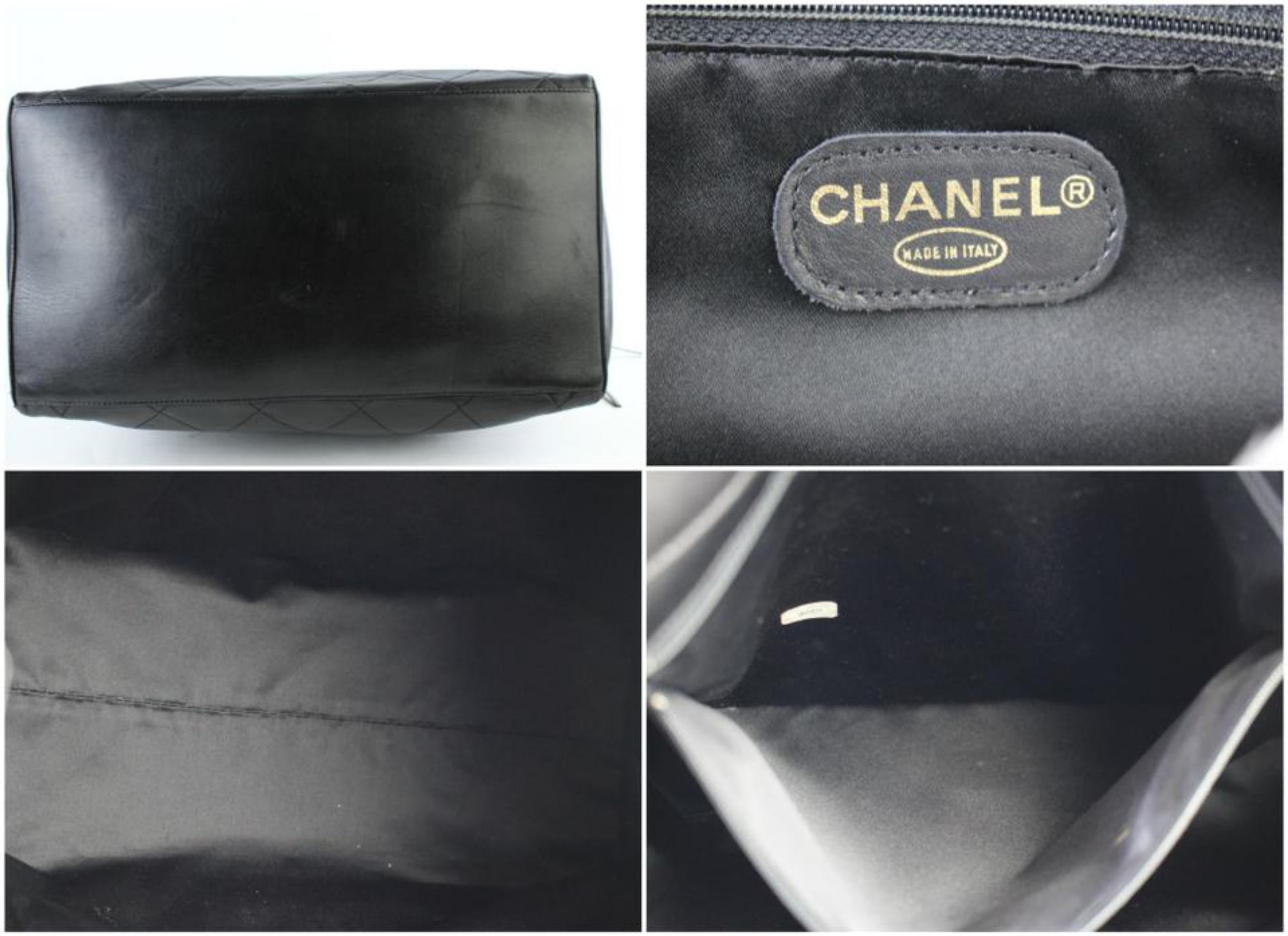 Chanel Quilted Lambskin Fringe Tassle Tote 221807 Black Leather Shoulder Bag For Sale 1