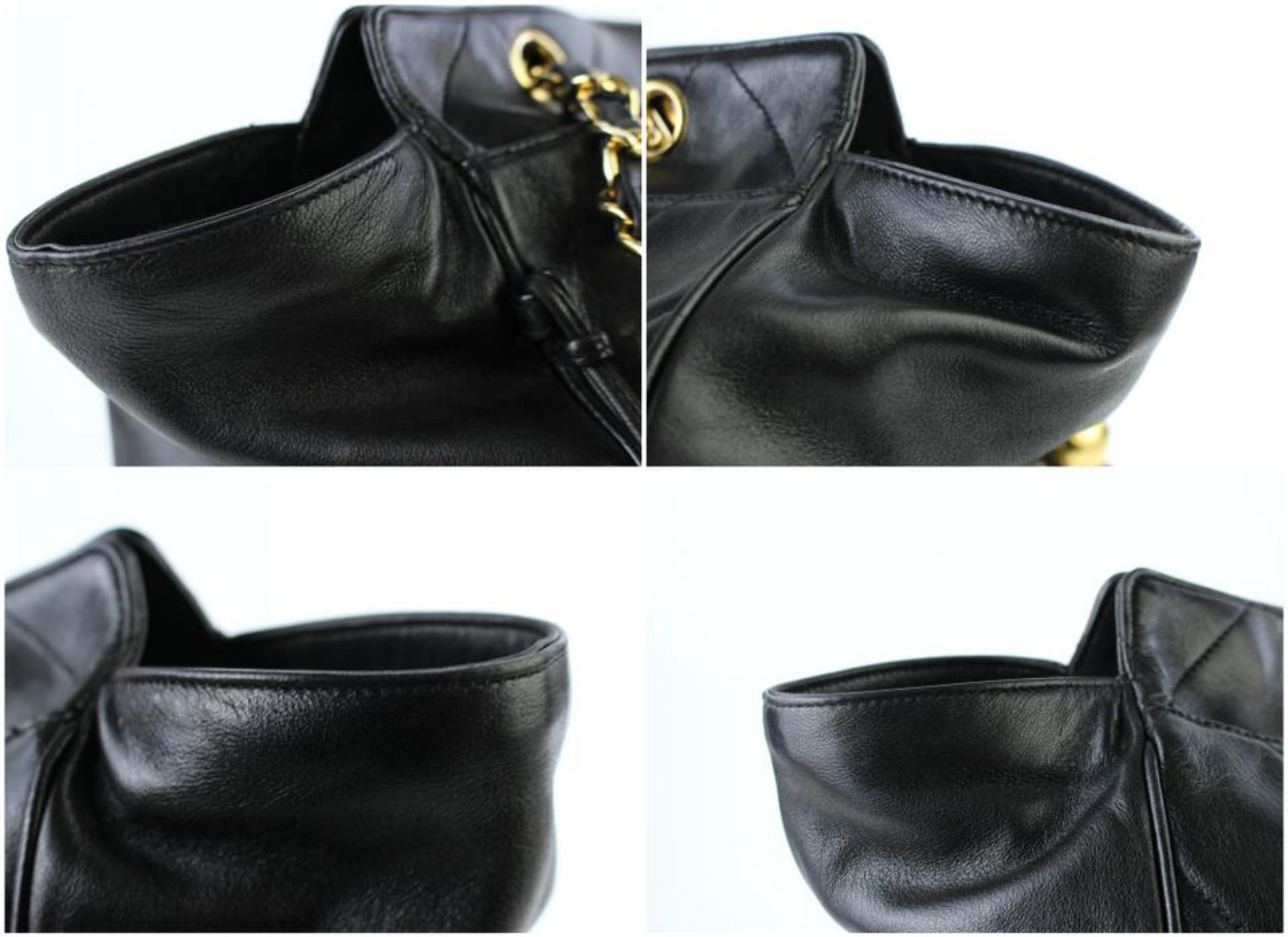 Chanel Quilted Lambskin Fringe Tassle Tote 221807 Black Leather Shoulder Bag For Sale 3