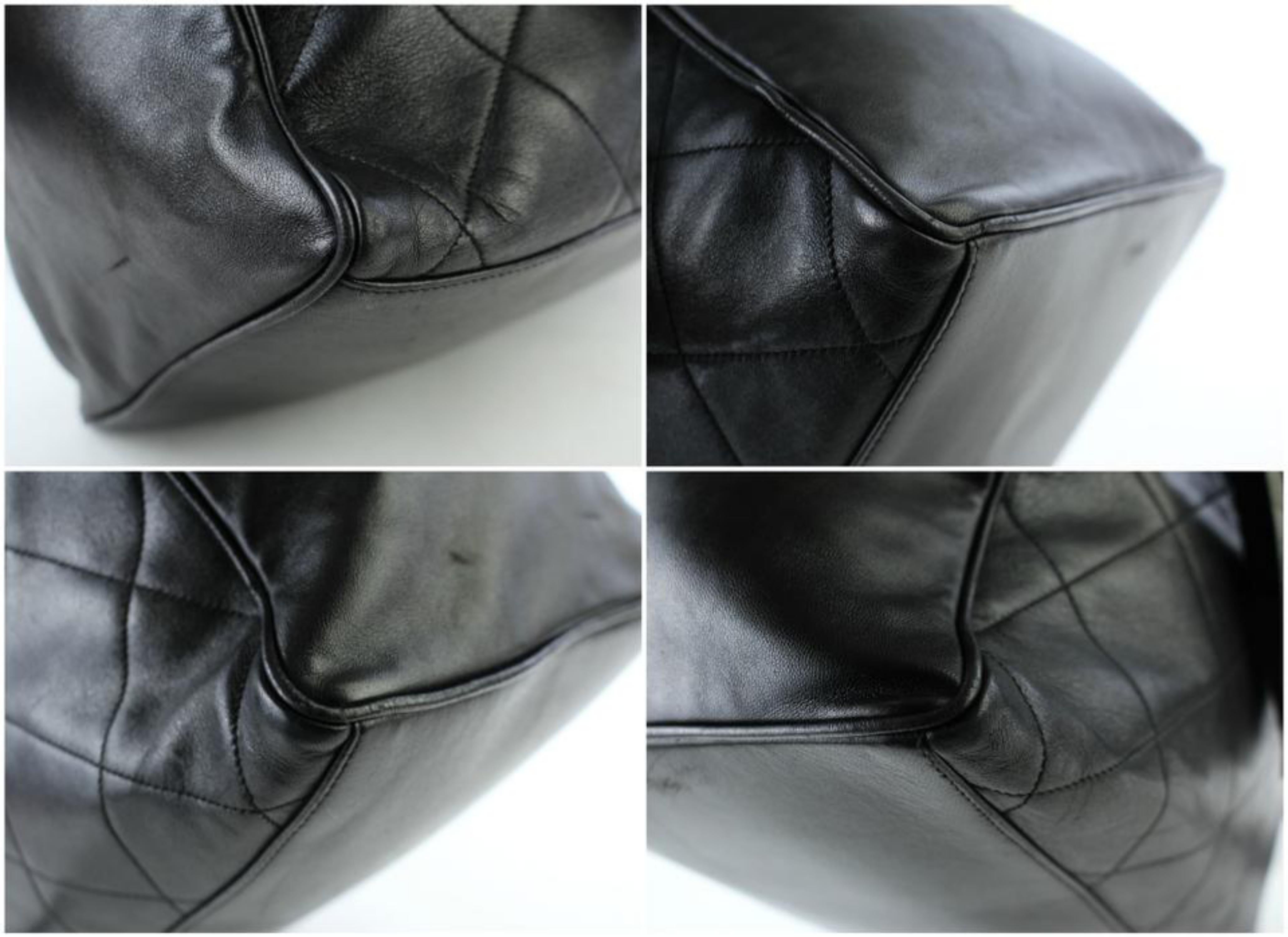 Chanel Quilted Lambskin Fringe Tassle Tote 221807 Black Leather Shoulder Bag For Sale 5