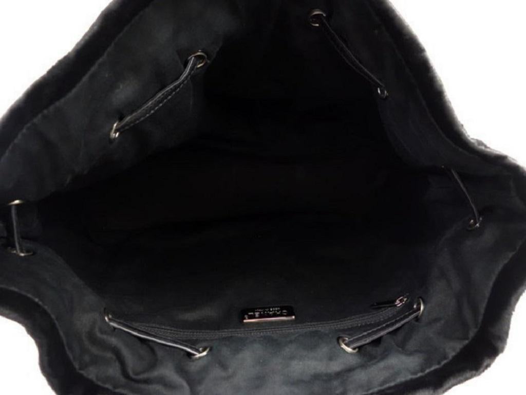 Chanel Quilted Lambskin Hair Chain 232104 Black Pony Fur Tote In Good Condition For Sale In Dix hills, NY