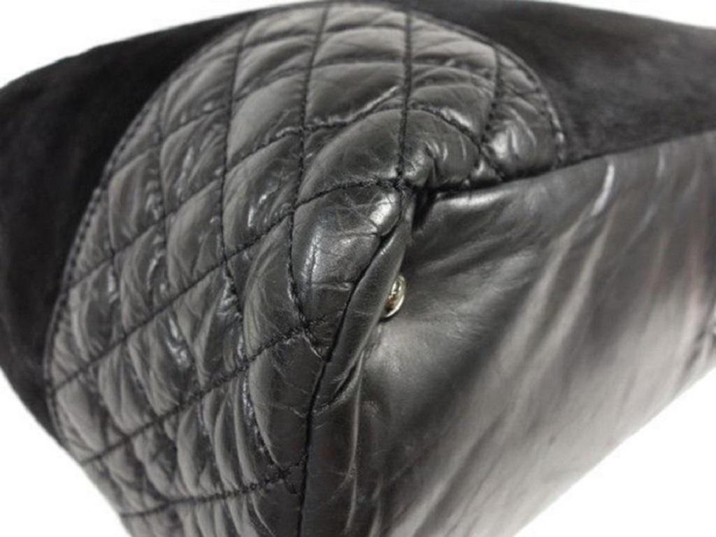 Chanel Quilted Lambskin Hair Chain 232104 Black Pony Fur Tote For Sale 2