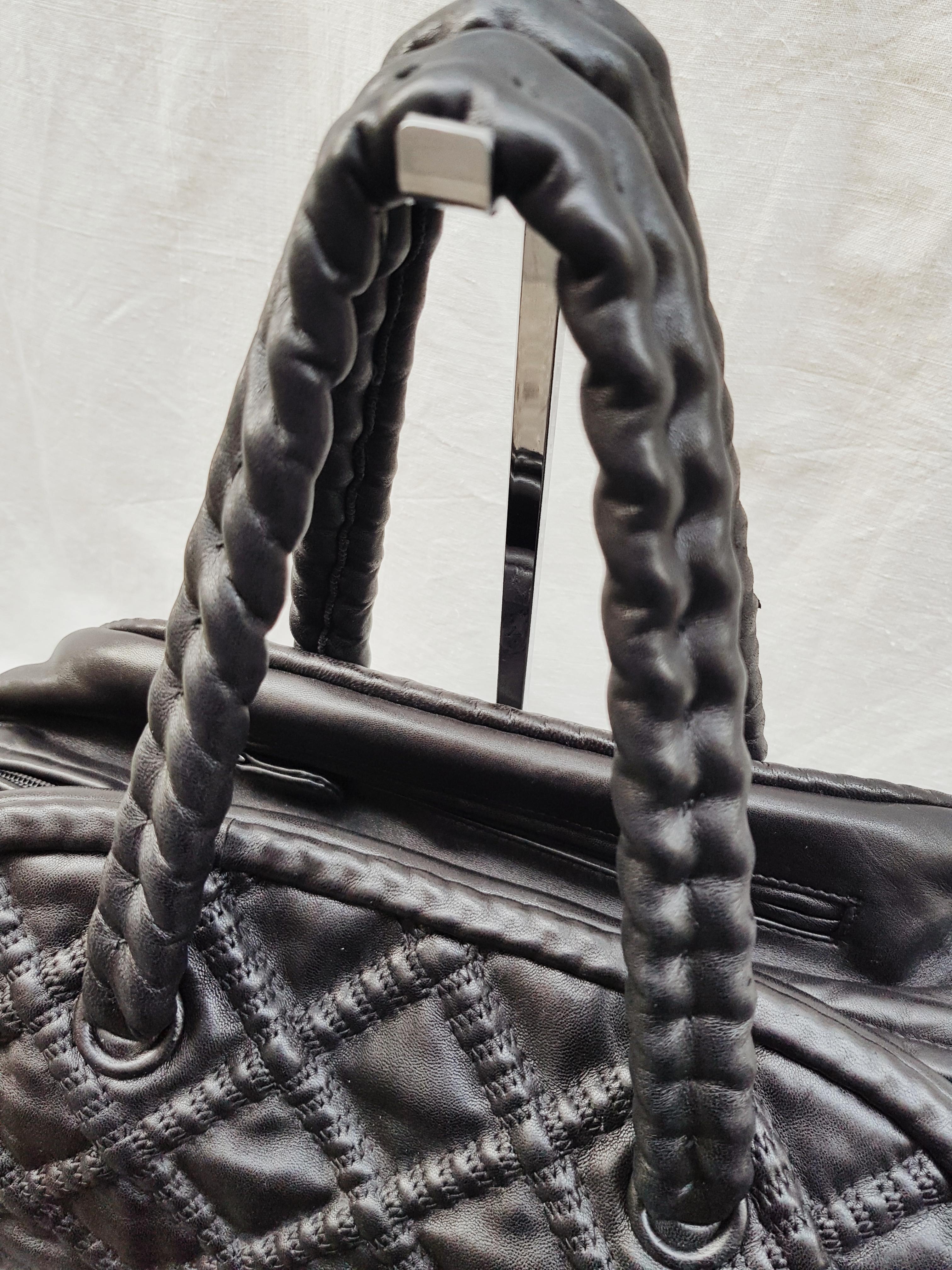 Black CHANEL quilted lambskin Large hidden chain bag For Sale