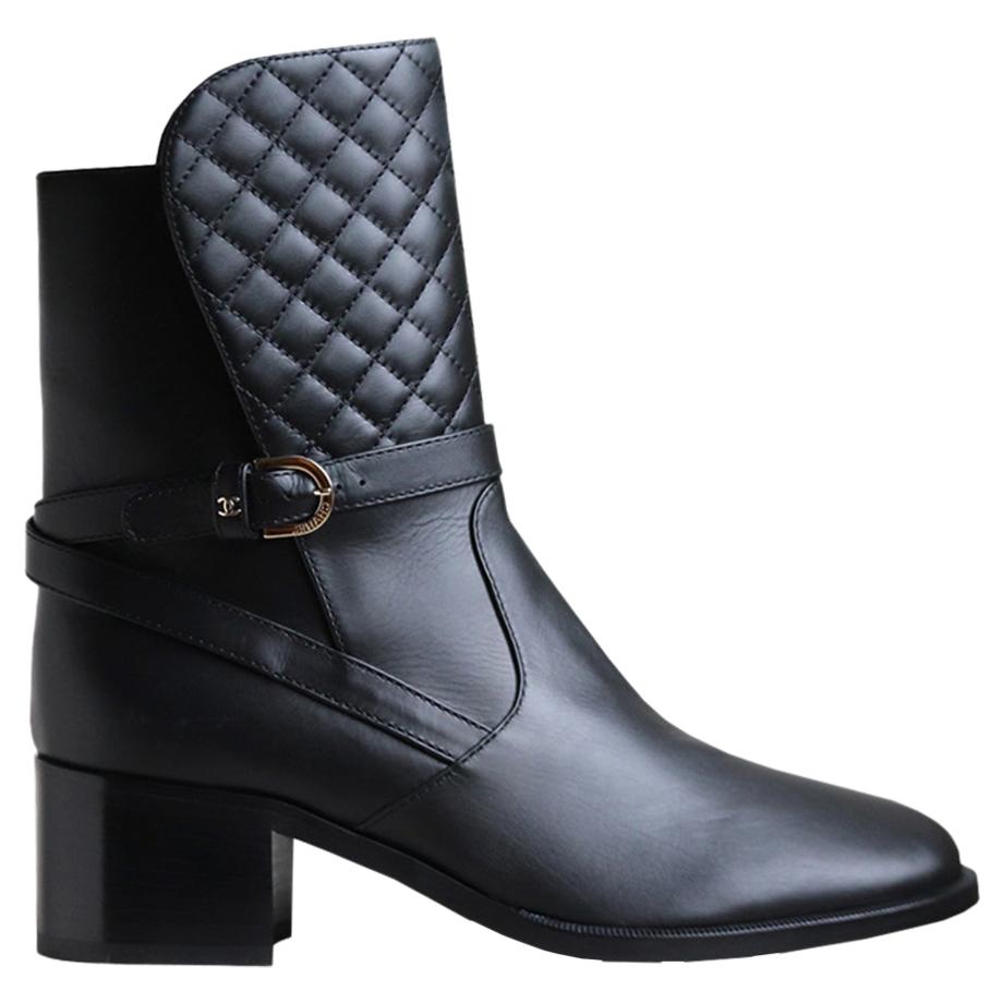 Chanel Quilted Lambskin Leather Boots