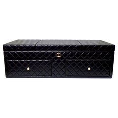 Chanel Quilted Lambskin Leather CC Pearl Large Jewelry Box