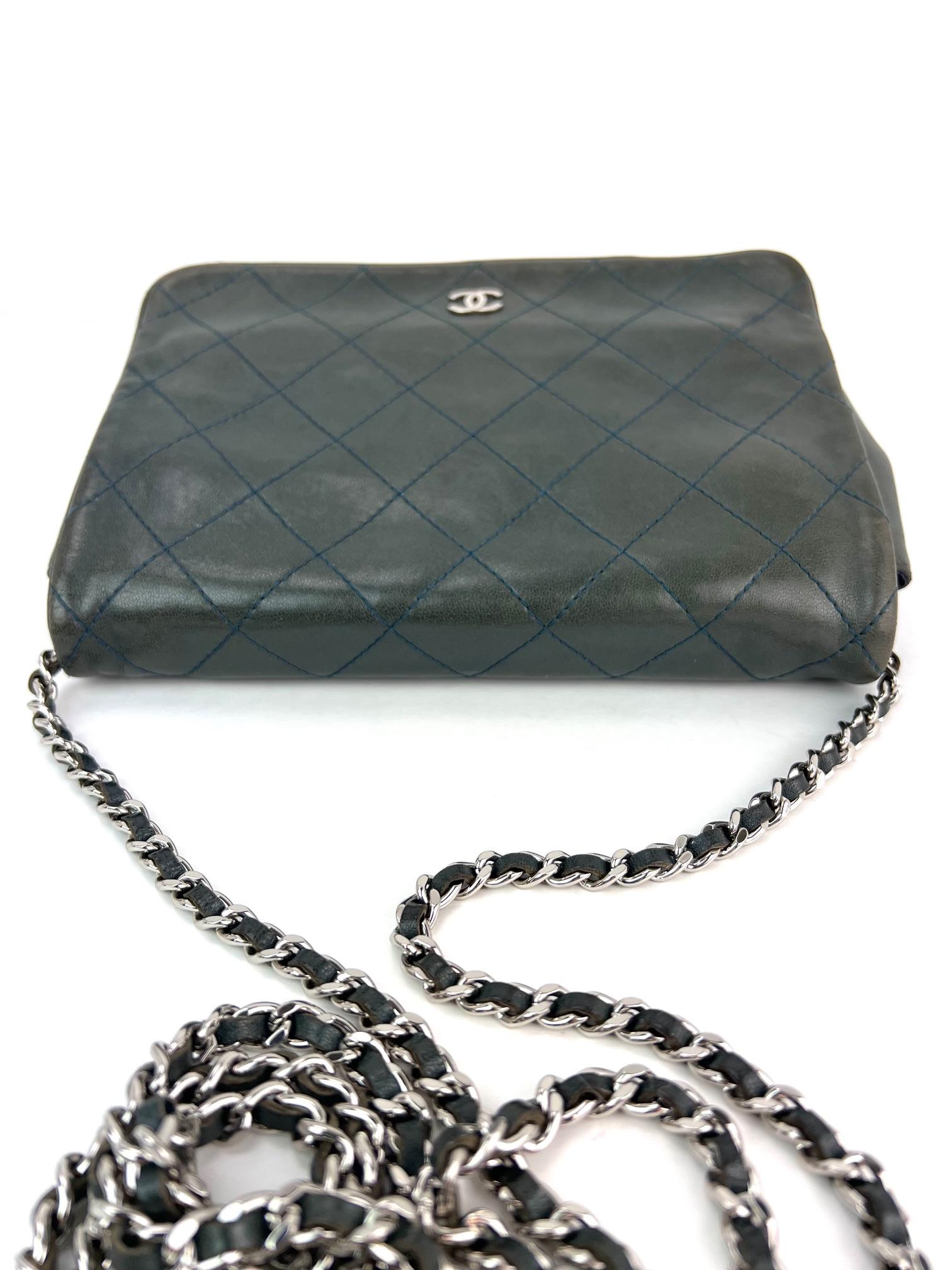 Chanel Quilted Lambskin Stitched Wallet on a Chain Crossbody Bag For Sale 8
