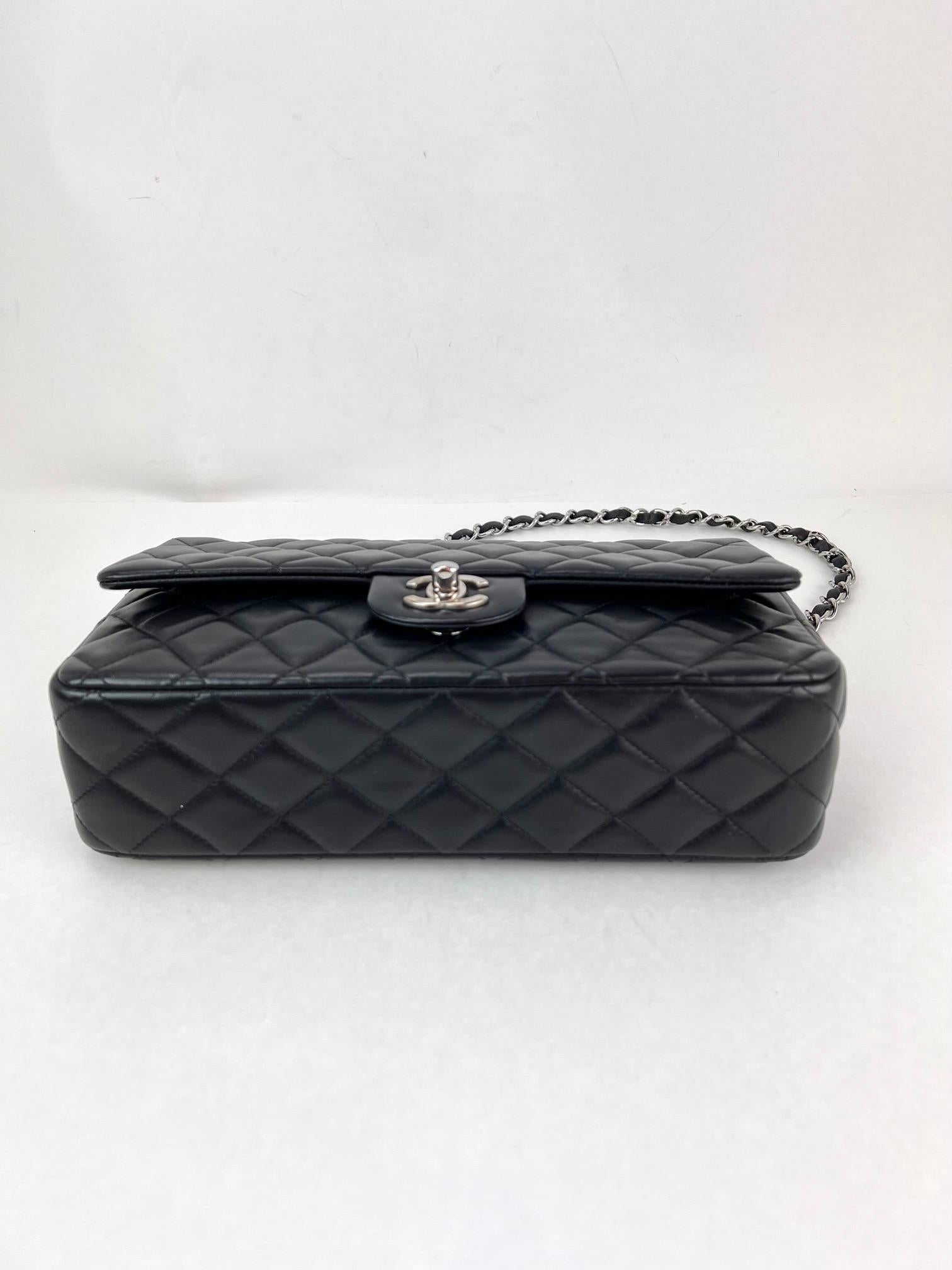 Chanel Quilted Lambskin Valentine Crystal Charms Medium Single Flap Black Bag For Sale 10