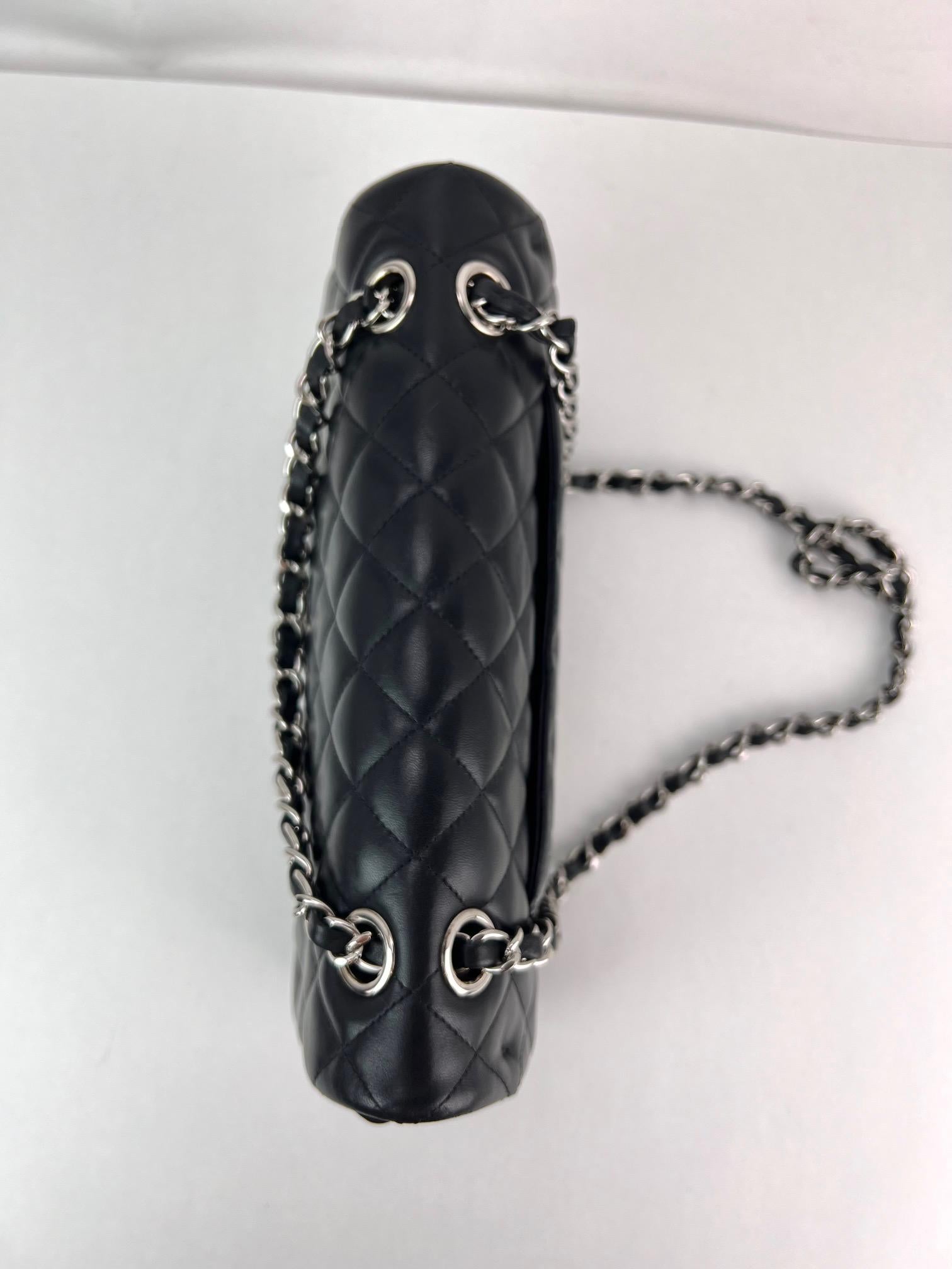 Chanel Quilted Lambskin Valentine Crystal Charms Medium Single Flap Black Bag For Sale 1