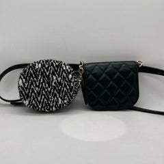 Chanel Quilted Lambskin Waist Bag with Tweed Coin Purse Black GHW