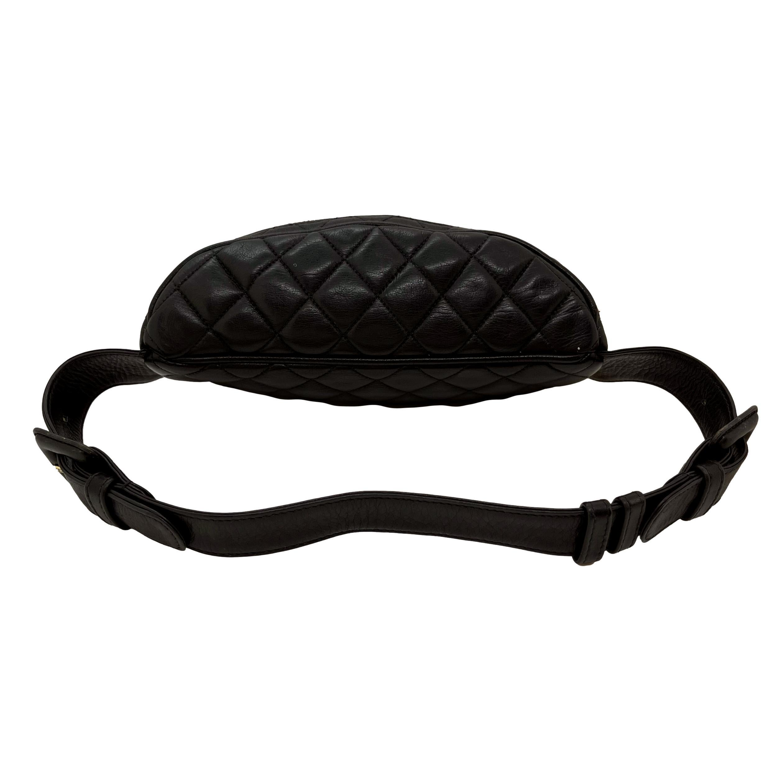 Women's or Men's Chanel Quilted Lambskin Waist Belt Bum Bag with Gold Hardware, 1985.