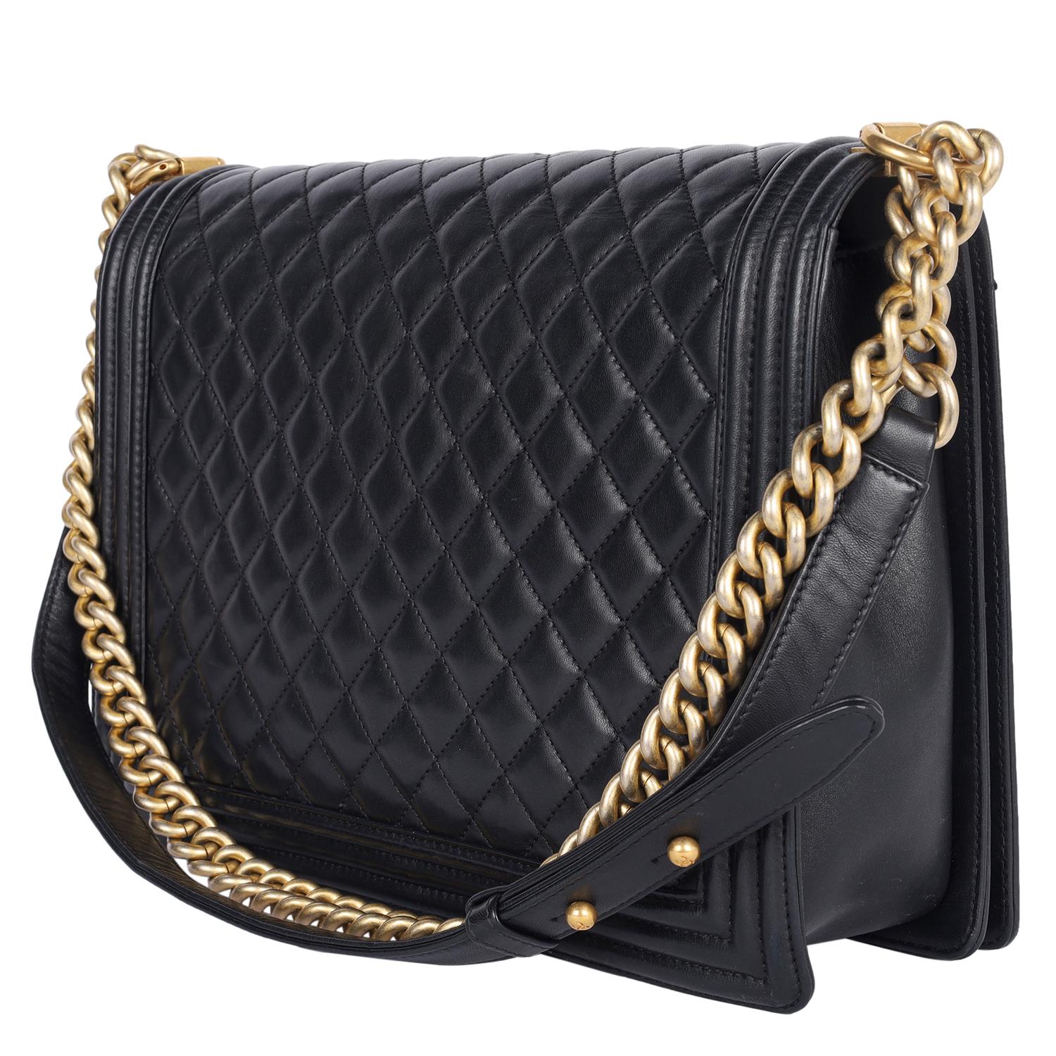 CHANEL Quilted Large Boy Flap Black For Sale 3