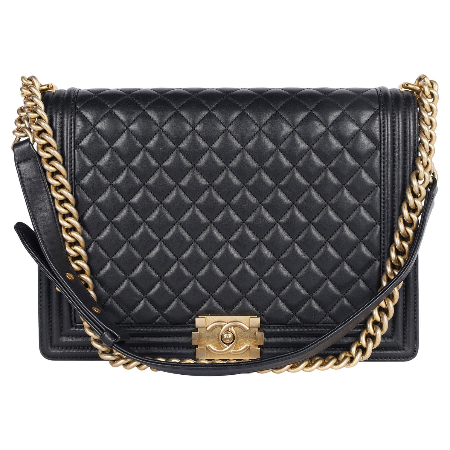 CHANEL Quilted Large Boy Flap Black For Sale