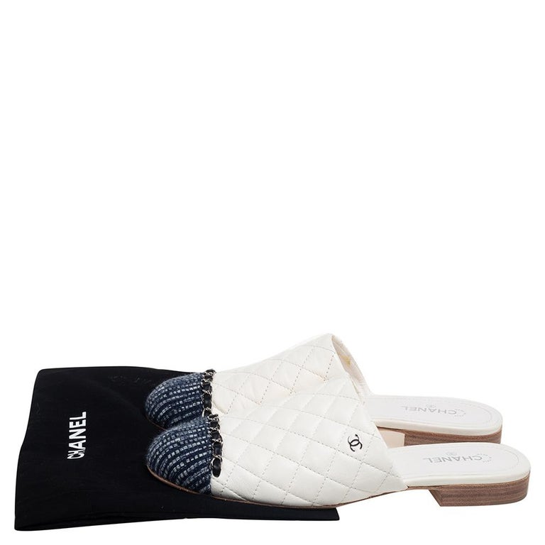 Chanel Interlocking CC Logo Lambskin Mules - Neutrals Flats, Shoes