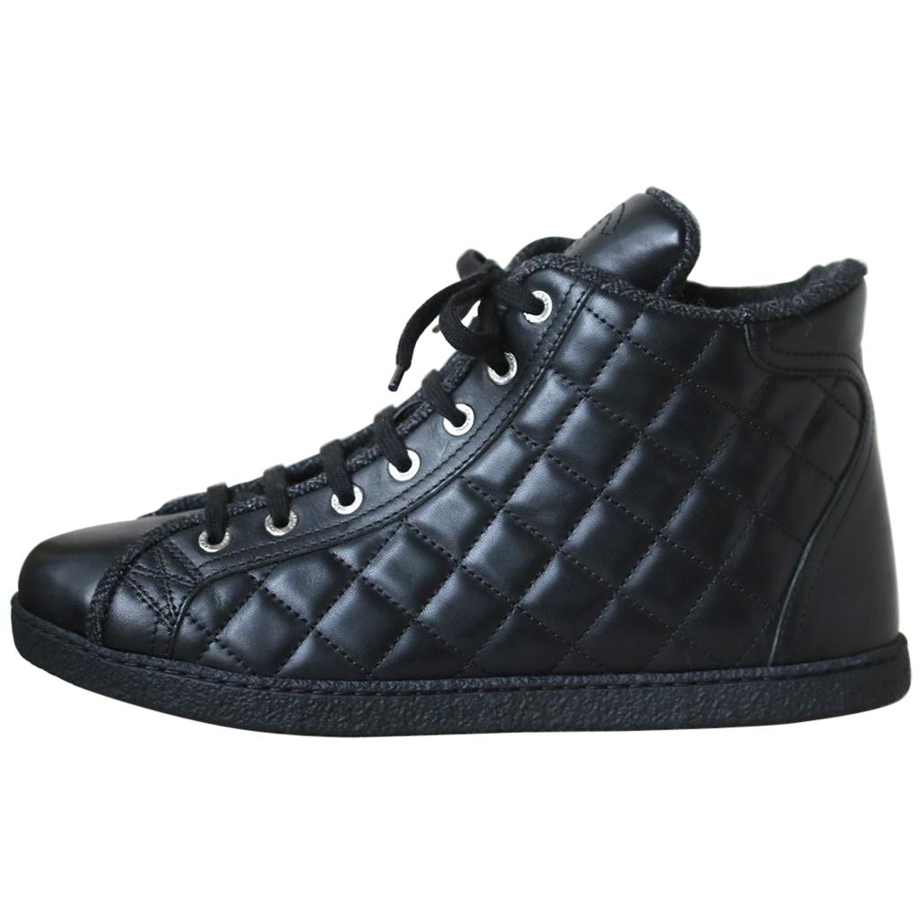 Chanel Quilted-Leather and Tweed Sneakers