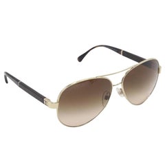 Chanel Gestepptes Leder Aviator Cc Sonnenbrille 4195Q