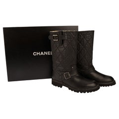 Chanel Quilted Leather Biker Boots