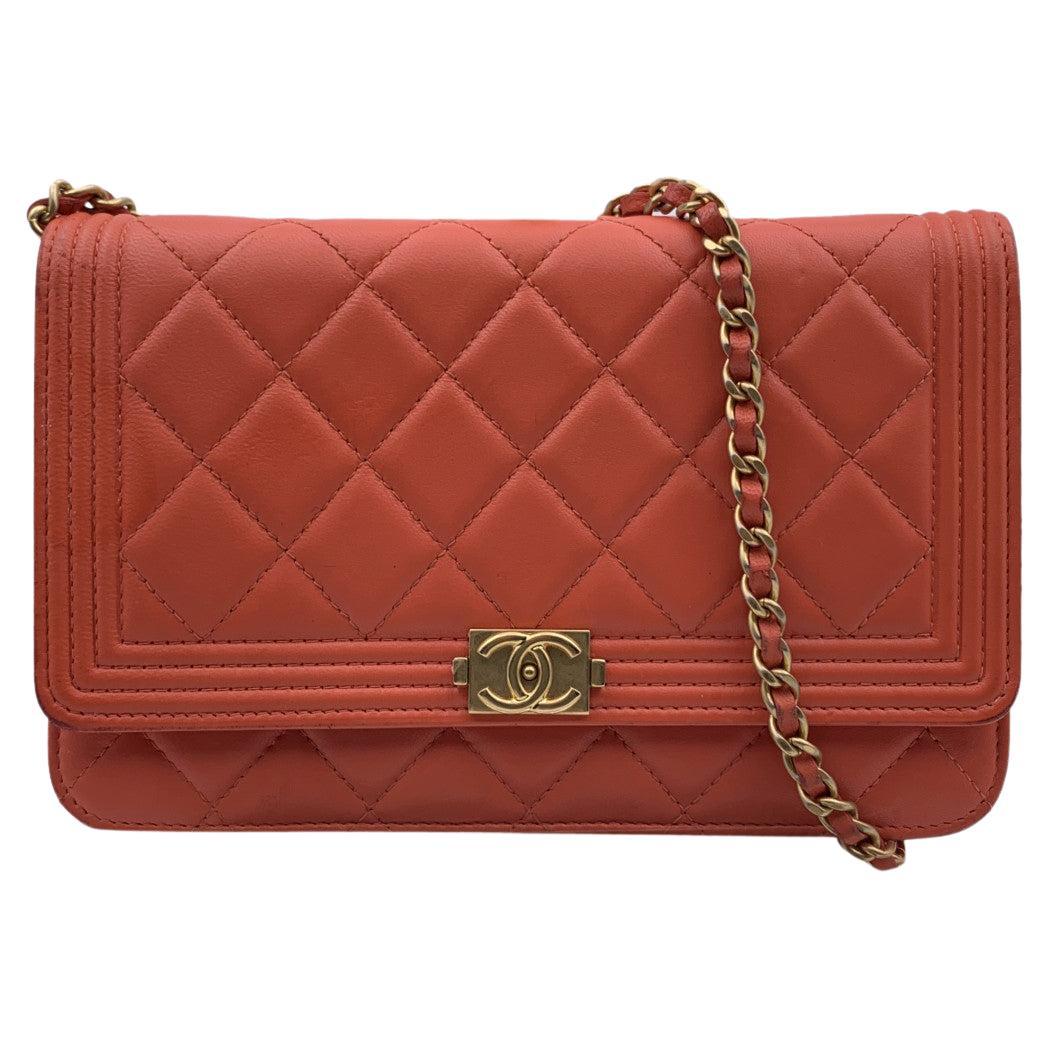 Chanel Quilted Leather Boy Wallet on Chain Woc Crossbody Bag