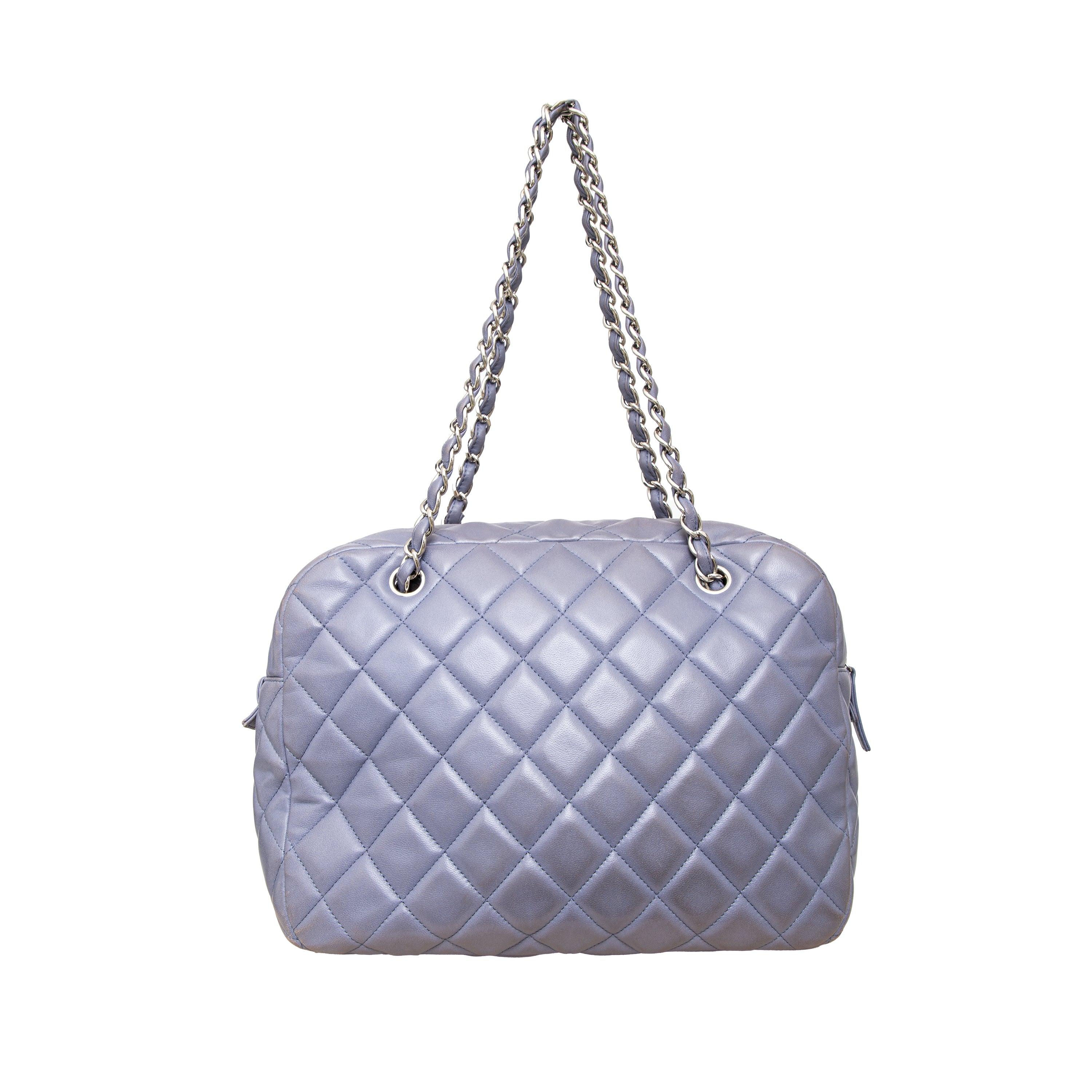 Gray Chanel Quilted Leather Camera Bag - '10s For Sale