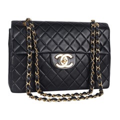 Chanel Jumbo 34 – gesteppte Umhängetasche aus schwarzem Lammleder