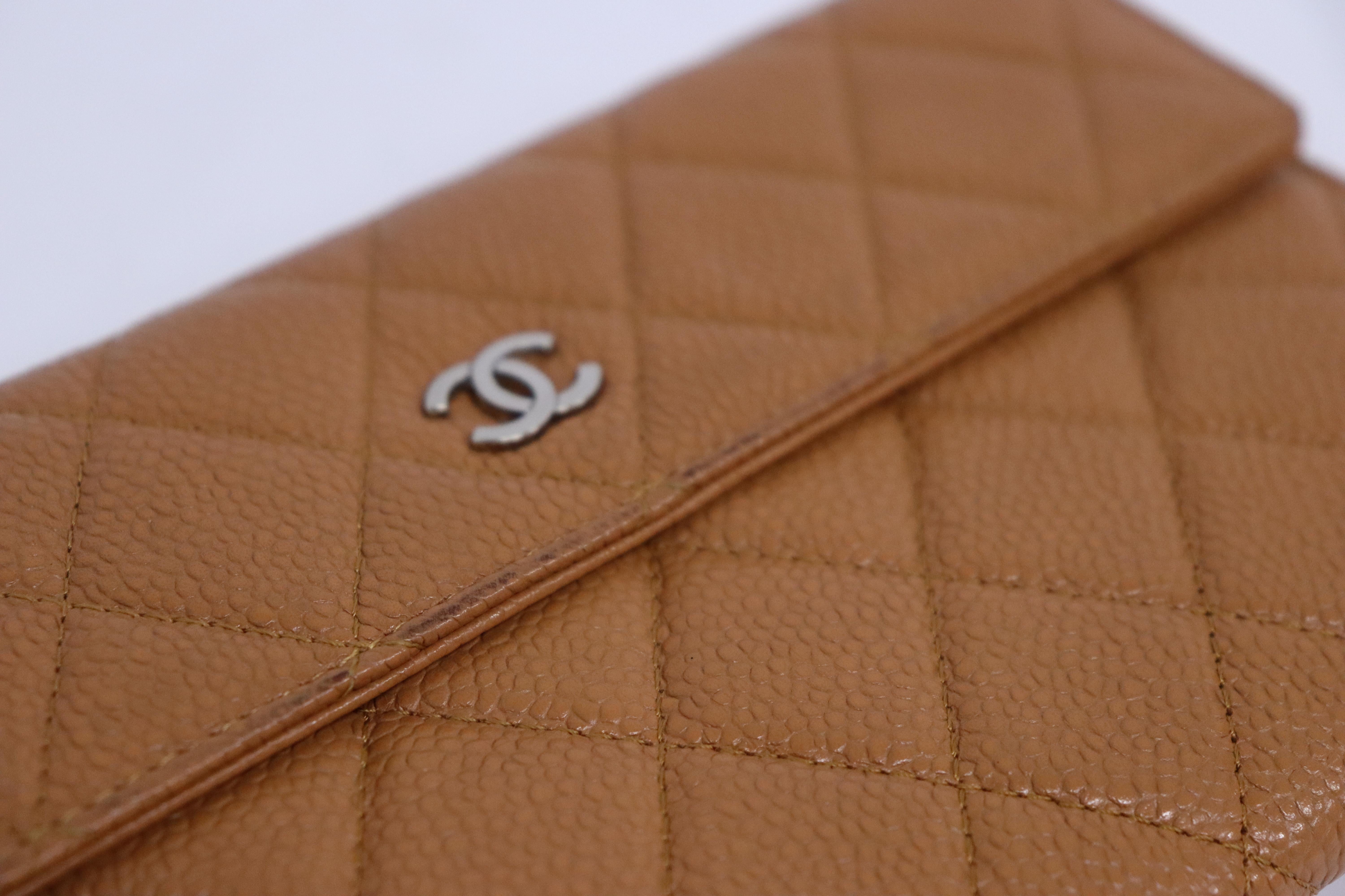 Chanel Quilted Long Flap Caviar Wallet In Fair Condition In Amman, JO
