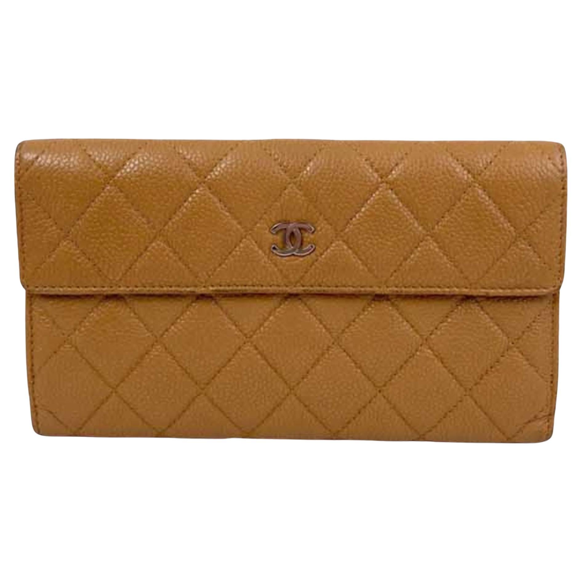 Chanel Quilted Long Flap Caviar Wallet