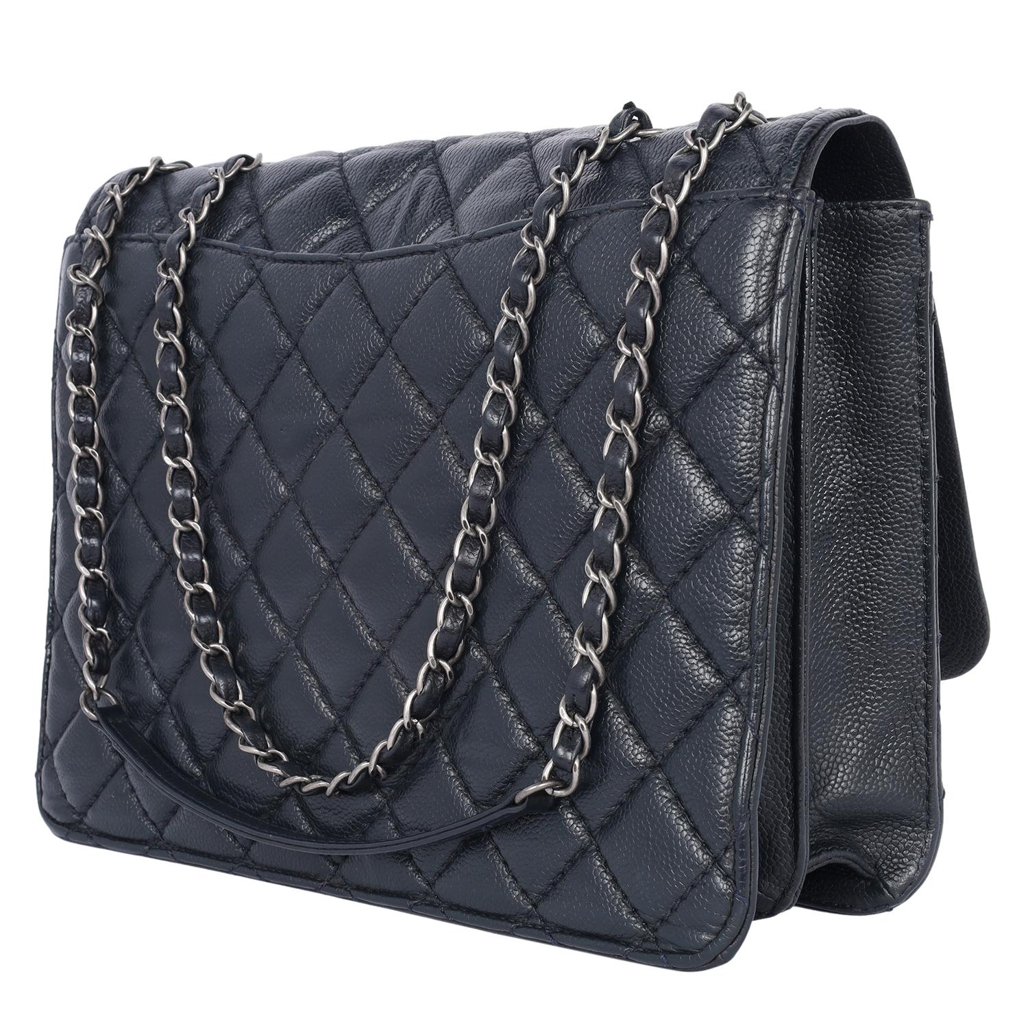 Chanel Quilted Matelasse CC Logo Caviar Leather For Sale 2