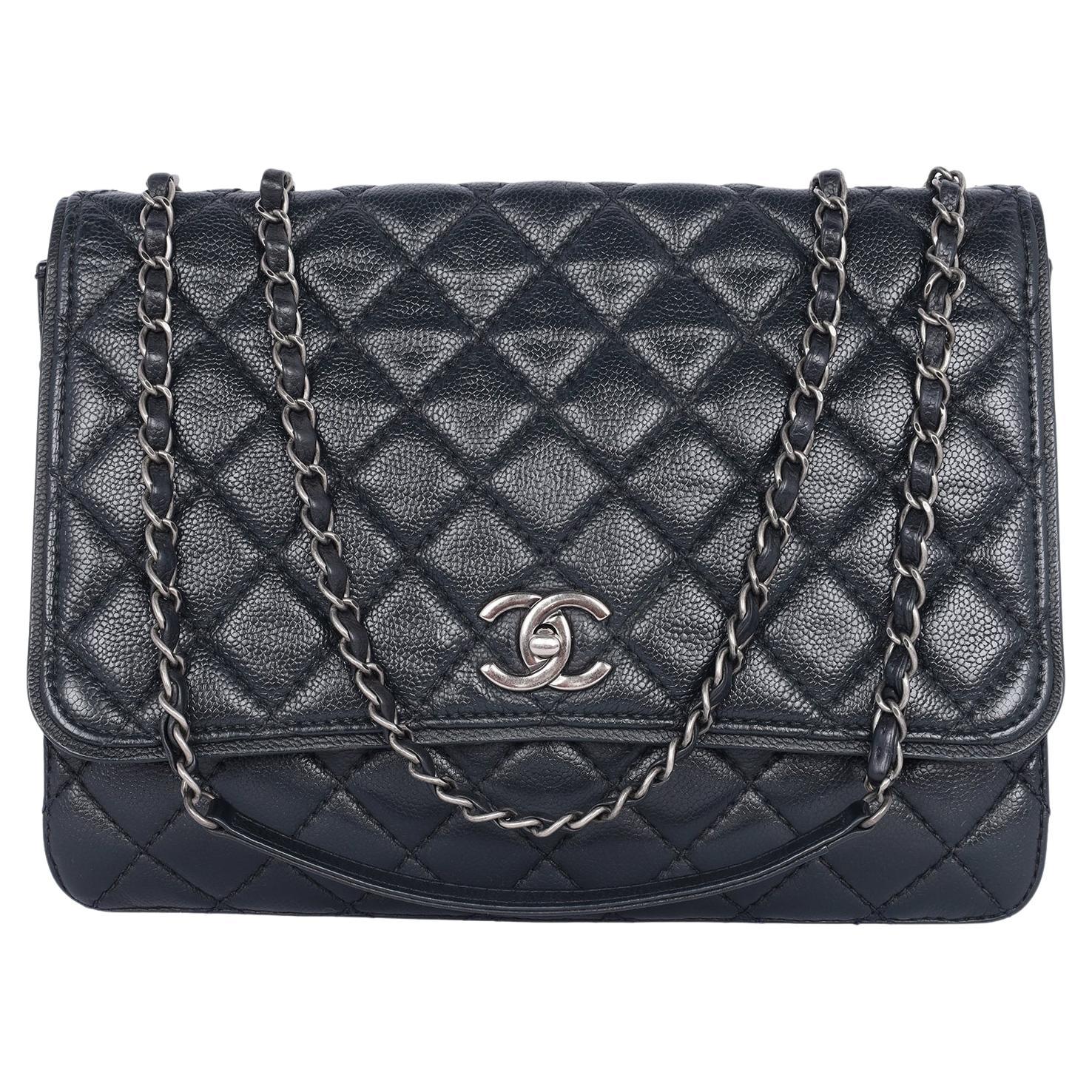 Chanel Quilted Matelasse CC Logo Caviar Leather For Sale