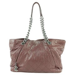 Chanel Quilted Mauve Charm Chain Tote 7ce0104 Burgundy Leather Shoulder Bag