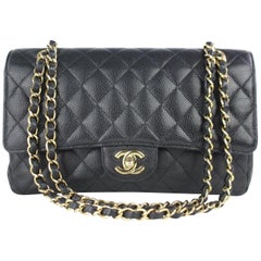 Chanel Quilted Medium Classic Double Flap 6cj0115 Black Leather Shoulder Bag