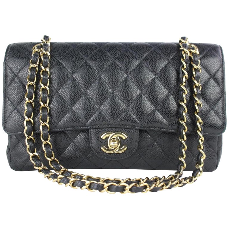 Chanel Quilted Medium Classic Double Flap 6cj0115 Black Leather ...