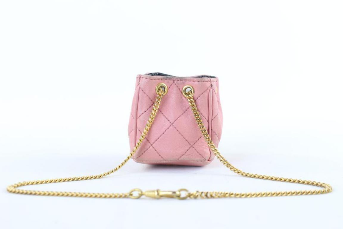 Chanel Quilted Mini Cc Chain 222781 Pink Leather Clutch For Sale 5