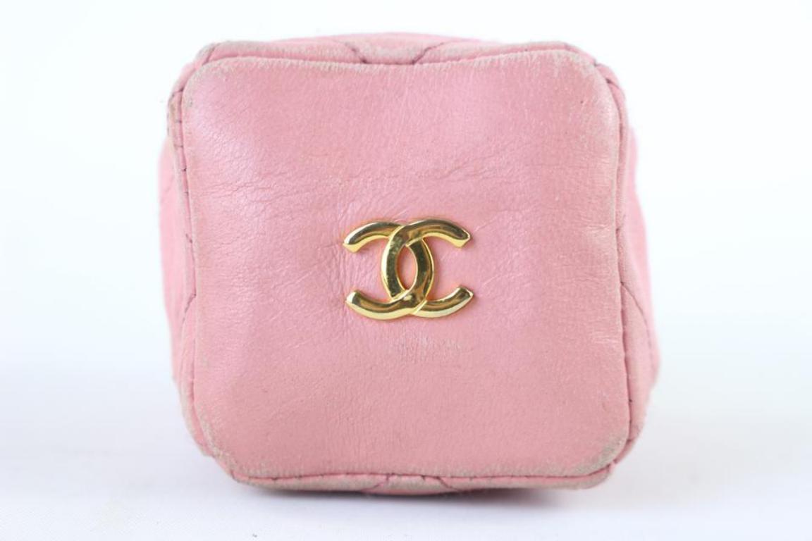Chanel Quilted Mini Cc Chain 222781 Pink Leather Clutch For Sale 1