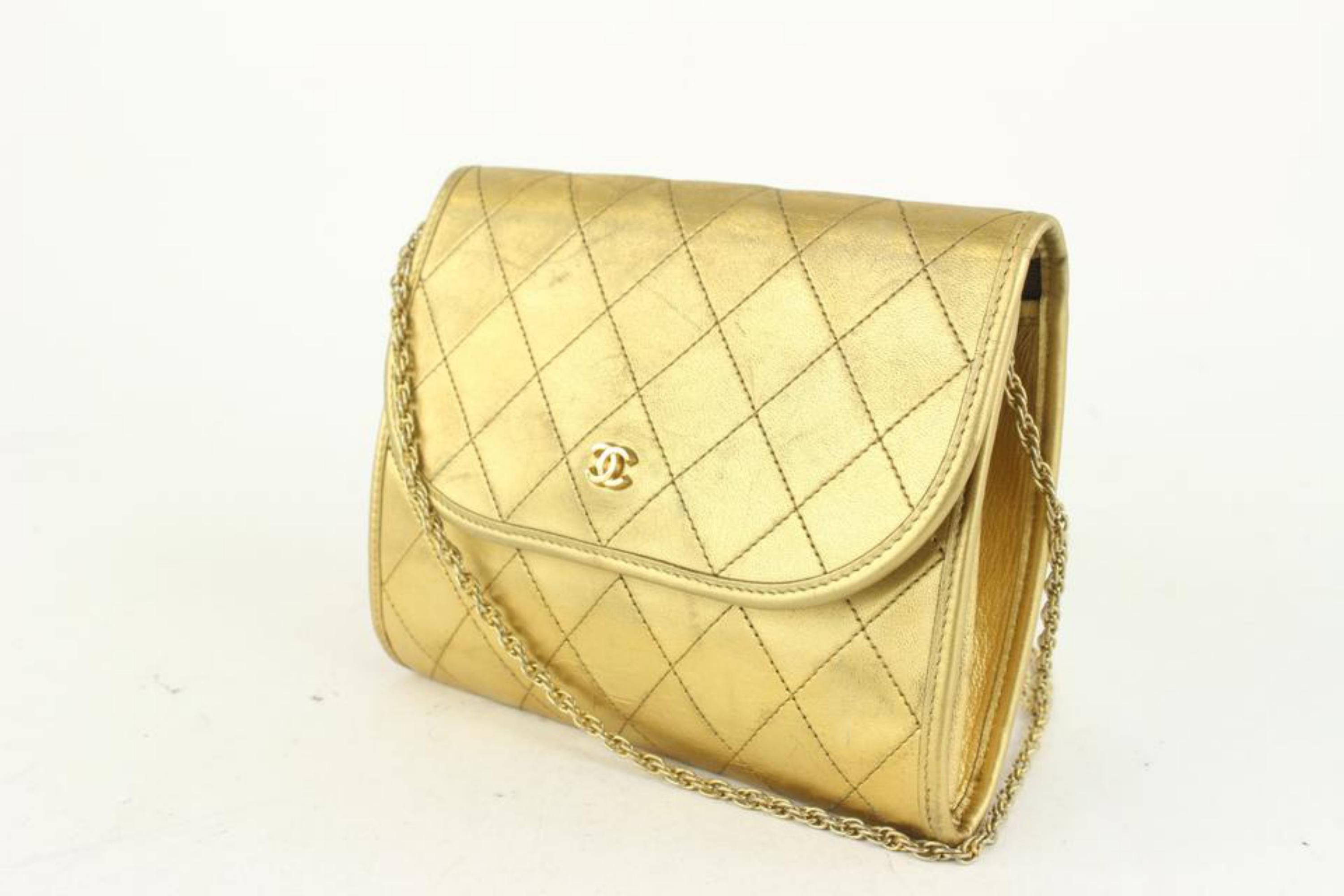 Chanel Quilted Mini Gold Classic Flap Pouch Chain Bag 1111c28 For Sale 6