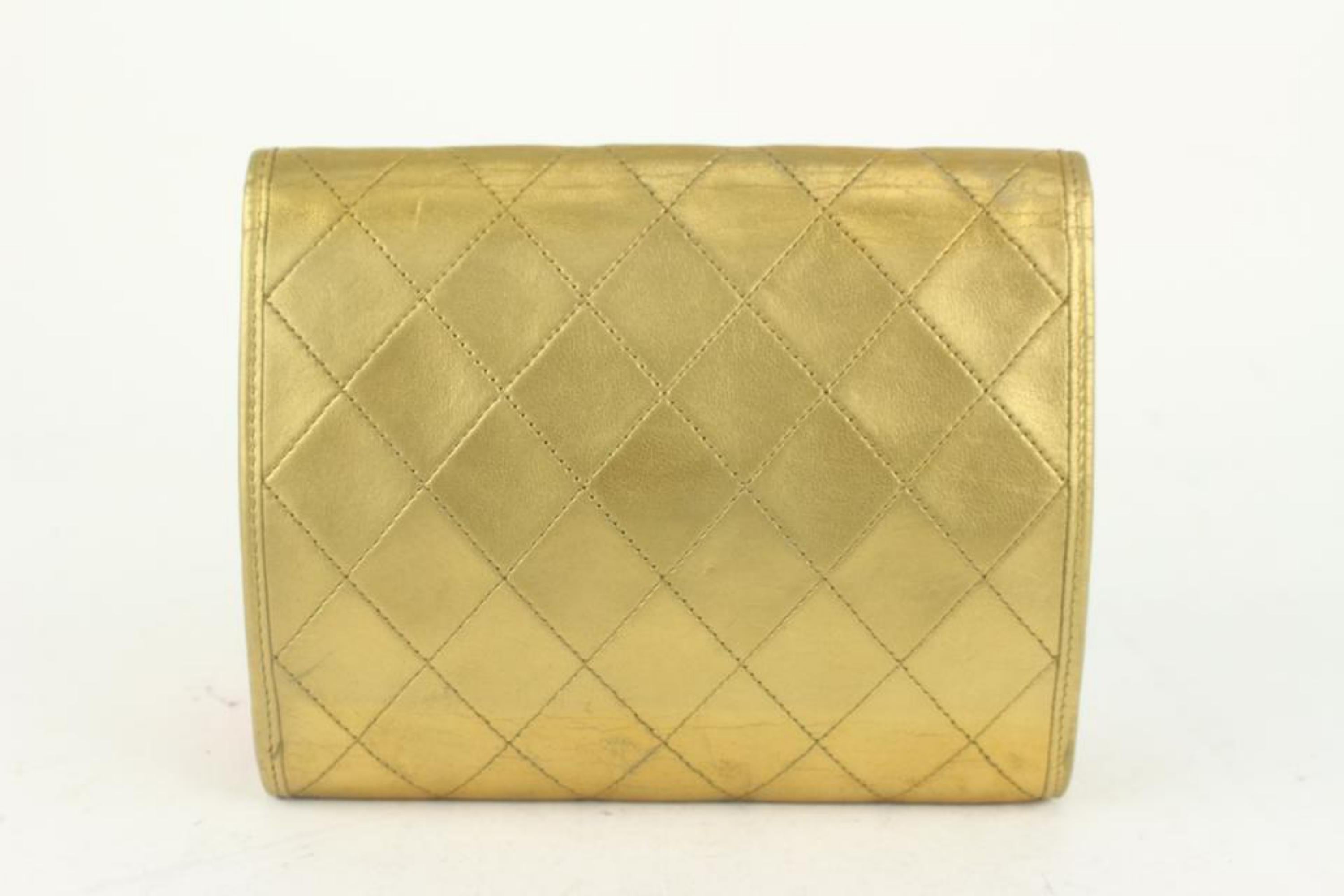 Chanel Quilted Mini Gold Classic Flap Pouch Chain Bag 1111c28 For Sale 7