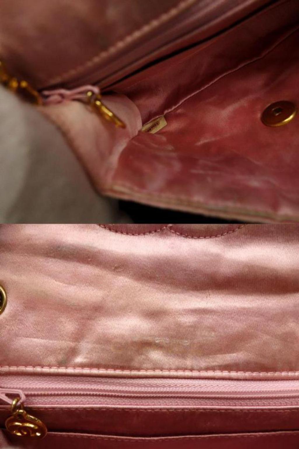 Chanel Quilted Mini Square Flap 224669 Pink Satin Shoulder Bag 3
