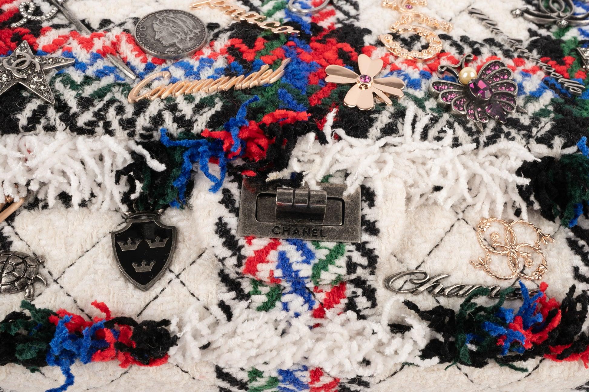 Chanel Quilted Multicoloured Fringed Woolen Tartan Lucky Charm 2.55 Bag, 2007 5