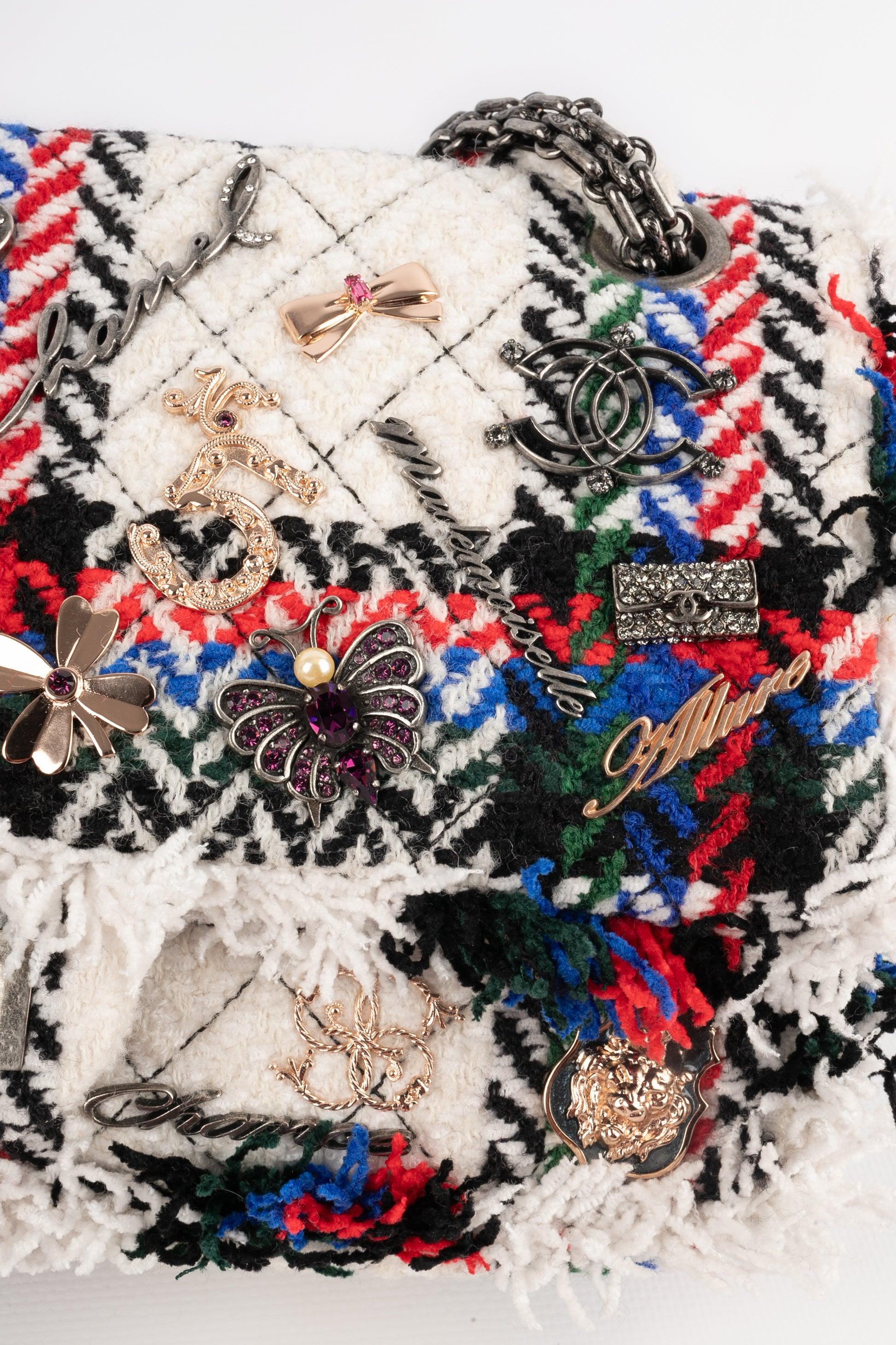 Chanel Quilted Multicoloured Fringed Woolen Tartan Lucky Charm 2.55 Bag, 2007 6
