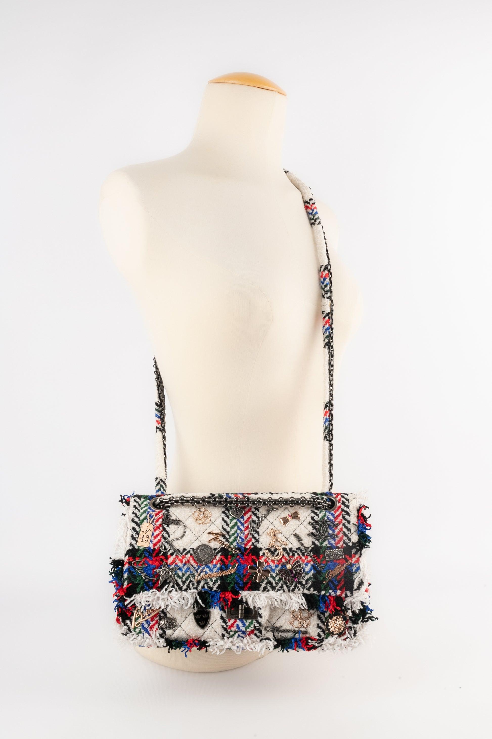 Gray Chanel Quilted Multicoloured Fringed Woolen Tartan Lucky Charm 2.55 Bag, 2007