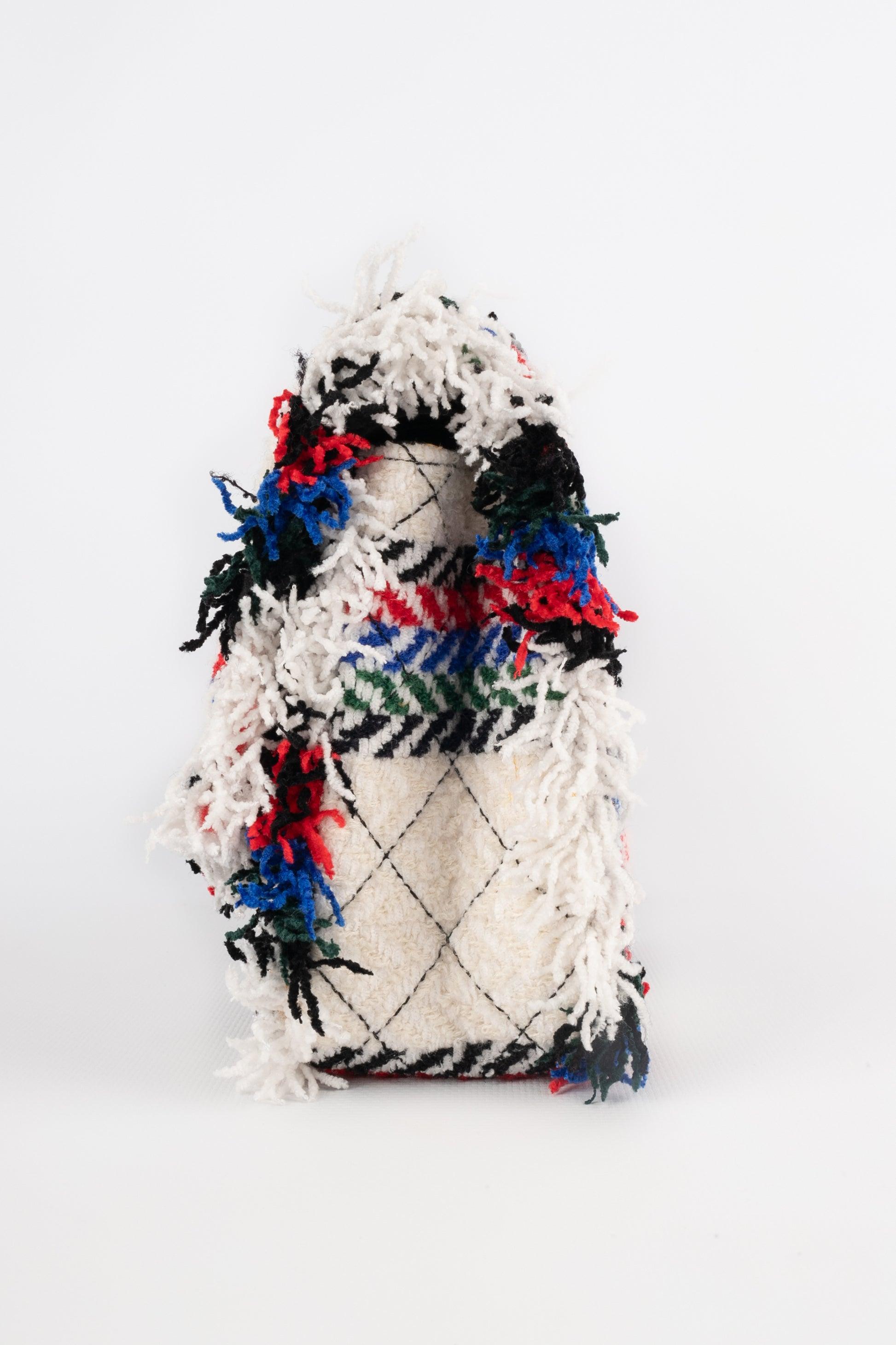 Chanel Quilted Multicoloured Fringed Woolen Tartan Lucky Charm 2.55 Bag, 2007 In Excellent Condition In SAINT-OUEN-SUR-SEINE, FR