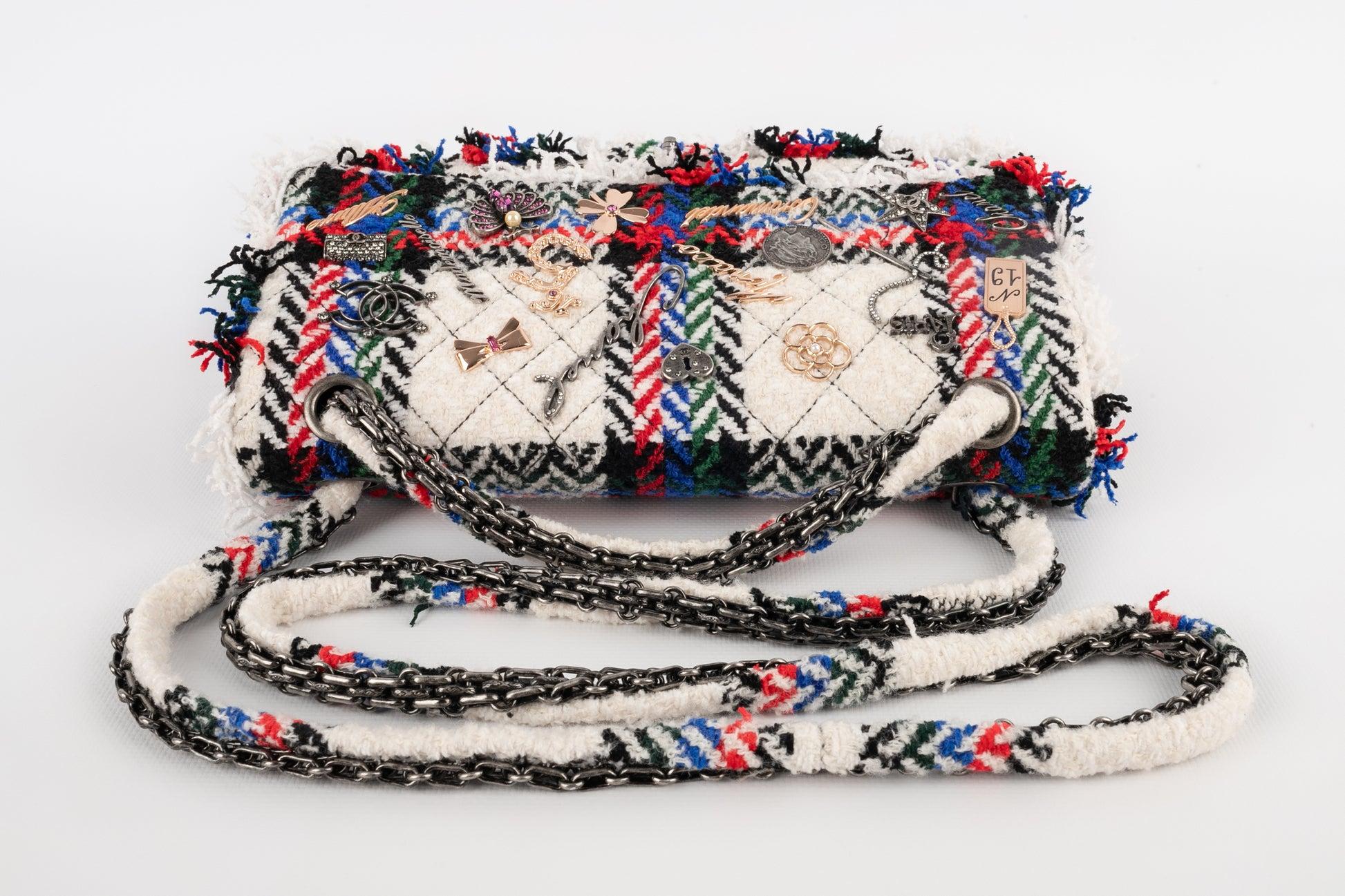 Chanel Quilted Multicoloured Fringed Woolen Tartan Lucky Charm 2.55 Bag, 2007 3