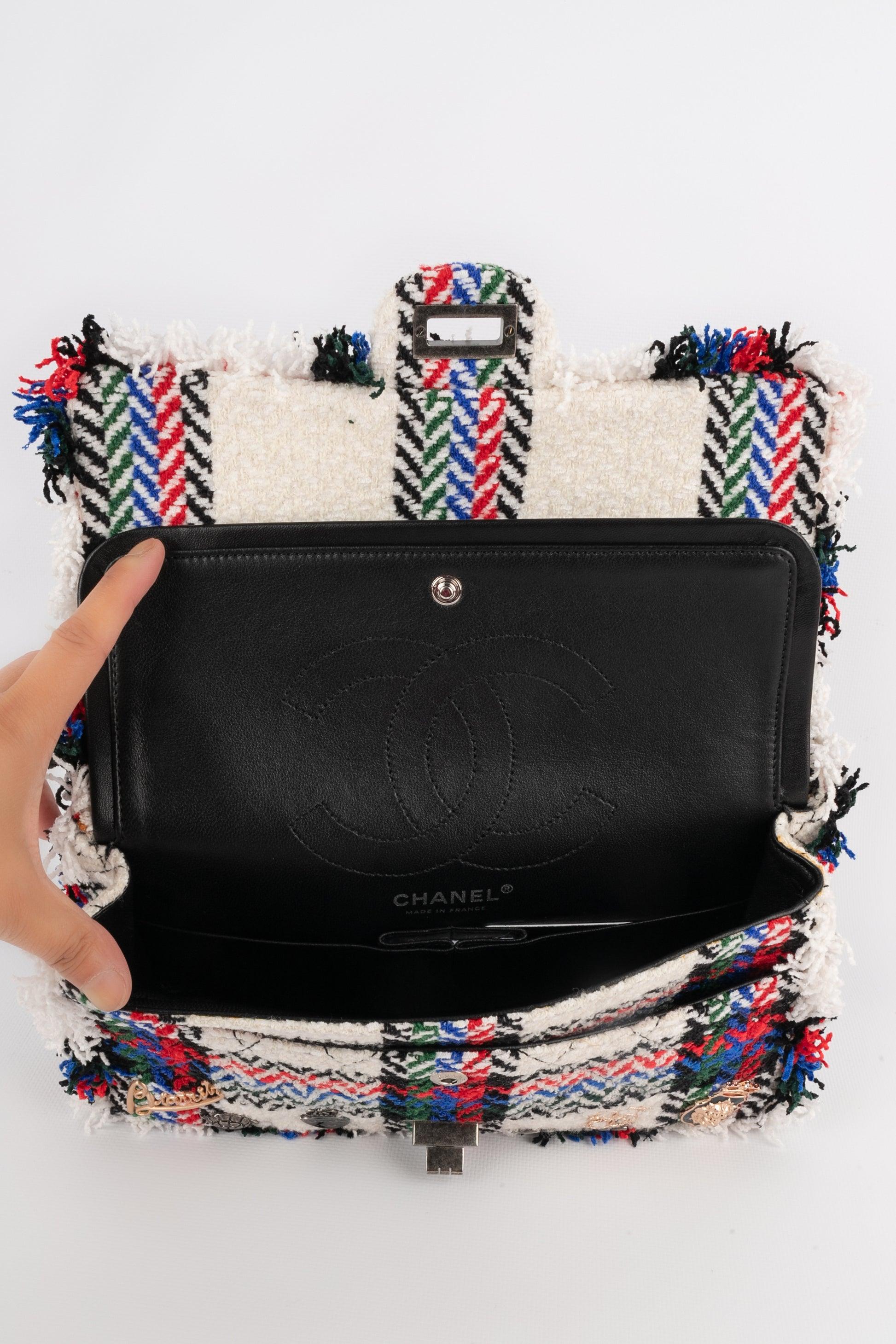 Chanel Quilted Multicoloured Fringed Woolen Tartan Lucky Charm 2.55 Bag, 2007 4