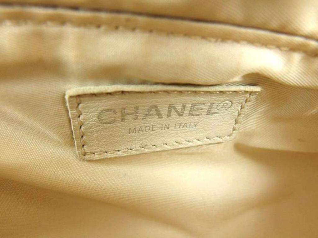 Women's Chanel Quilted New Line Toiletry Case 219710 Beige Canvas Hobo Bag For Sale