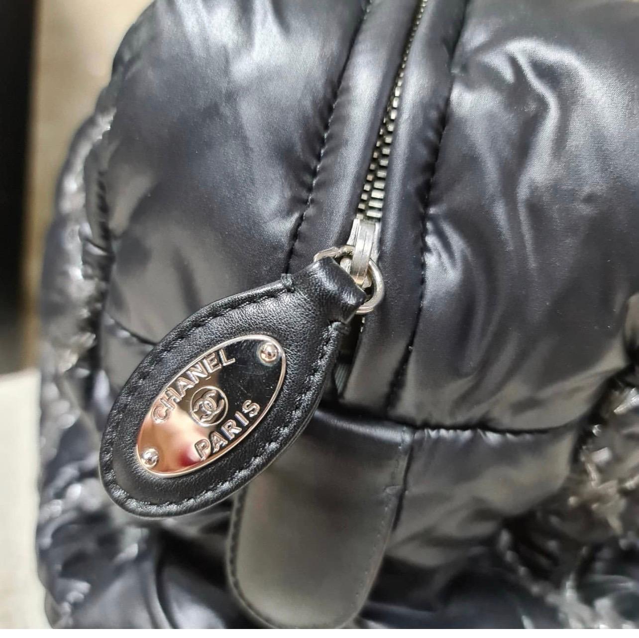 Black Chanel Quilted Nylon Shoulder Bag Medium