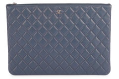 Chanel Quilted O-Case Clutch Navy