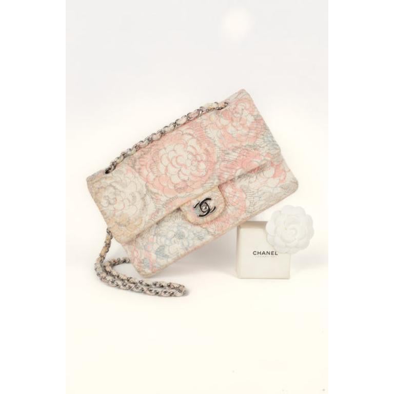 Chanel Quilted Off-white Canvas 'Classic' Bag, 2008 For Sale 10